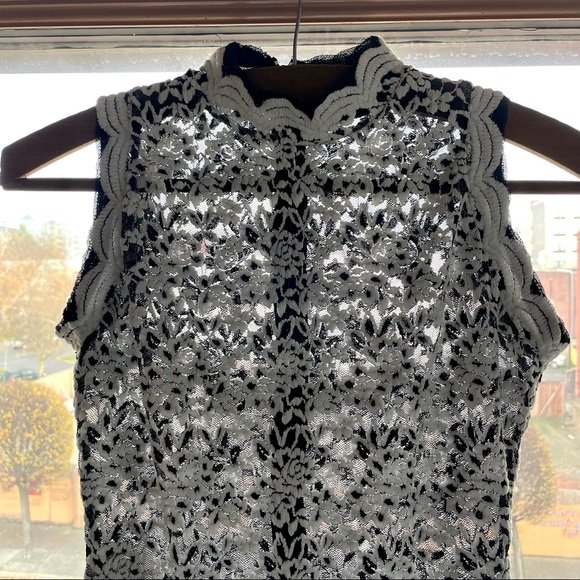 Vintage Y2K 90s French All Lace Bodysuit High Neck Lingerie Teddy Onesie Top - Picture 8 of 12